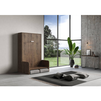 Mod.Kentaro Francese 140 con divano - Letto matrimoniale francese a scomparsa 140 Kentaro con divano bianco frassino, grigio