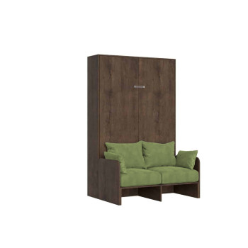 Mod.Kentaro Francese 140 con divano - Letto matrimoniale francese a scomparsa 140 Kentaro con divano bianco frassino, verde