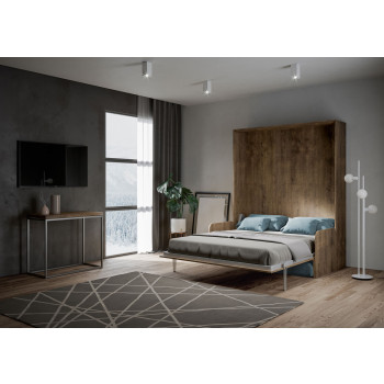 Mod.Kentaro Matrimoniale 160 con Divano - Letto matrimoniale a scomparsa 160 Kentaro con divano bianco frassino, azzurro