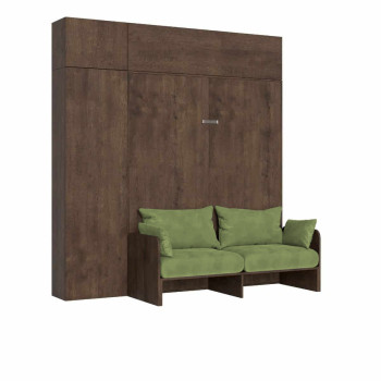 Mod.Kentaro Matrimoniale 160 con Divano - Letto matrimoniale a scomparsa 160 Kentaro con divano e mobili bianco frassino, verde
