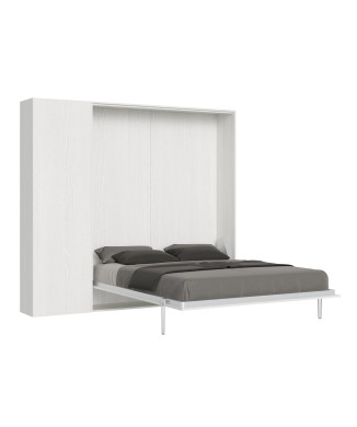 Mod.Kentaro Matrimoniale 160 - Letto matrimoniale a scomparsa 160 Kentaro con colonna bianco frassino