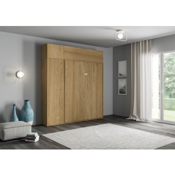 Mod.Kentaro Matrimoniale 160 - Letto matrimoniale a scomparsa 160 Kentaro con mobili bianco frassino