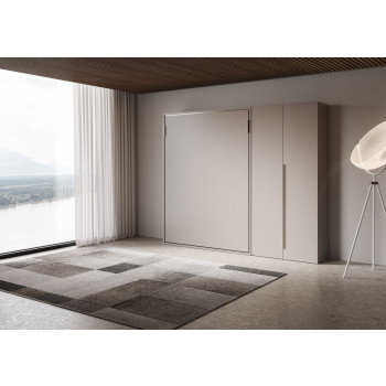 Mod. Versia francese 140 con armadio 2 anta sx-dx - Letto matrimoniale francese a scomparsa 140 Versia con armadio dx 2 ante argilla