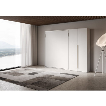 Mod. Versia francese 140 con armadio 2 anta sx-dx - Letto matrimoniale francese a scomparsa 140 Versia con armadio dx 2 ante argilla