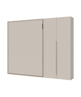 Mod. Versia francese 140 con armadio 2 anta sx-dx - Letto matrimoniale francese a scomparsa 140 Versia con armadio dx 2 ante argilla