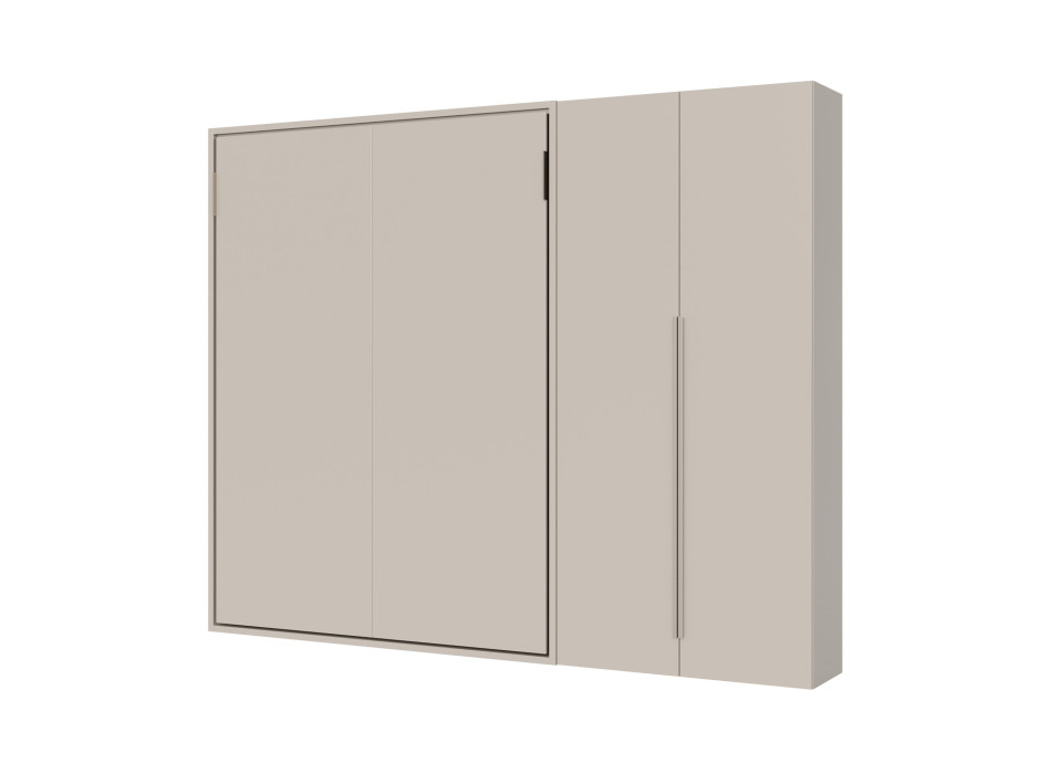 Mod. Versia francese 140 con armadio 2 anta sx-dx - Letto matrimoniale francese a scomparsa 140 Versia con armadio dx 2 ante argilla