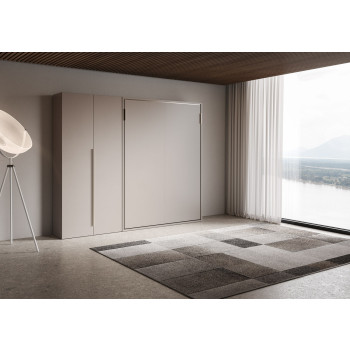 Mod. Versia francese 140 con armadio 2 anta sx-dx - Letto matrimoniale francese a scomparsa 140 Versia con armadio sx 2 ante argilla