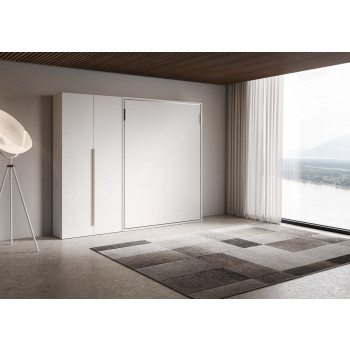 Mod. Versia francese 140 con armadio 2 anta sx-dx - Letto matrimoniale francese a scomparsa 140 Versia con armadio sx 2 ante argilla