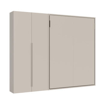 Mod. Versia francese 140 con armadio 2 anta sx-dx - Letto matrimoniale francese a scomparsa 140 Versia con armadio sx 2 ante argilla