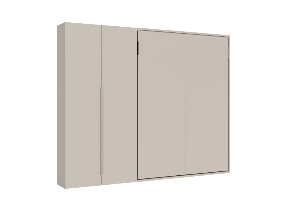 Mod. Versia francese 140 con armadio 2 anta sx-dx - Letto matrimoniale francese a scomparsa 140 Versia con armadio sx 2 ante argilla