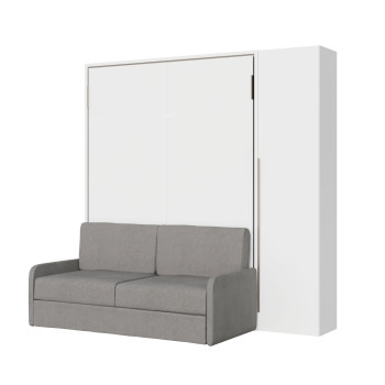 Mod. Versia francese 140 con divano e armadio 1 anta sx-dx - Letto matrimoniale francese a scomparsa 140 Versia con divano e armadio 1 anta dx argilla