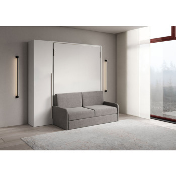 Mod. Versia francese 140 con divano e armadio 1 anta sx-dx - Letto matrimoniale francese a scomparsa 140 Versia con divano e armadio 1 anta sx argilla