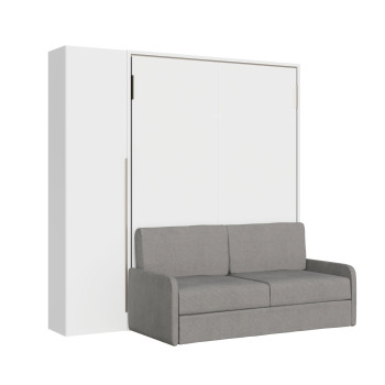 Mod. Versia francese 140 con divano e armadio 1 anta sx-dx - Letto matrimoniale francese a scomparsa 140 Versia con divano e armadio 1 anta sx argilla