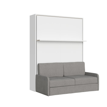 Mod. Versia francese 140 con divano e mensola - Letto matrimoniale francese a scomparsa 140 Versia con divano e mensola argilla