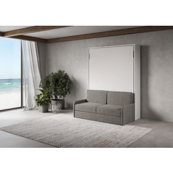 Mod. Versia francese 140 con divano - Letto matrimoniale francese a scomparsa 140 Versia con divano argilla