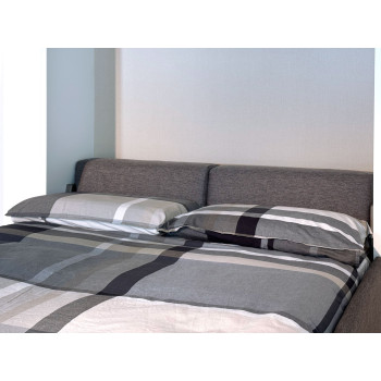 Mod. Versia francese 140 con divano, mensola e armadio 2 anta sx-dx - Letto matrimoniale francese a scomparsa 140 Versia con divano, mensola e armadio sx 2 ante argilla