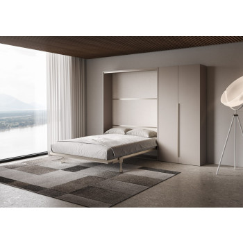 Mod. Versia matrimoniale 160 con armadio 2 anta sx-dx - Letto matrimoniale a scomparsa 160 Versia con armadio dx 2 ante argilla