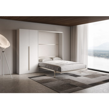 Mod. Versia matrimoniale 160 con armadio 2 anta sx-dx - Letto matrimoniale a scomparsa 160 Versia con armadio sx 2 ante argilla
