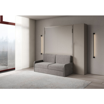 Mod. Versia matrimoniale 160 con divano e armadio 1 anta sx-dx - Letto matrimoniale a scomparsa 160 Versia con divano e armadio 1 anta dx argilla