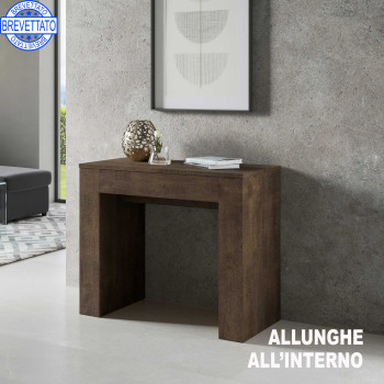 New Consolle Extra - Consolle allungabile 90x49/307 cm Extra bianco frassino allunghe interne