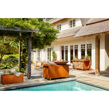 OFYR ISLAND 100 PRO - BARBECUE BRACIERE CON PORTALEGNA, RUOTE E PORTAOGGETTI