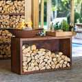 OFYR ISLAND - BARBECUE BRACIERE CON PORTALEGNA E PIANO DI APPOGGIO TEAK WOOD