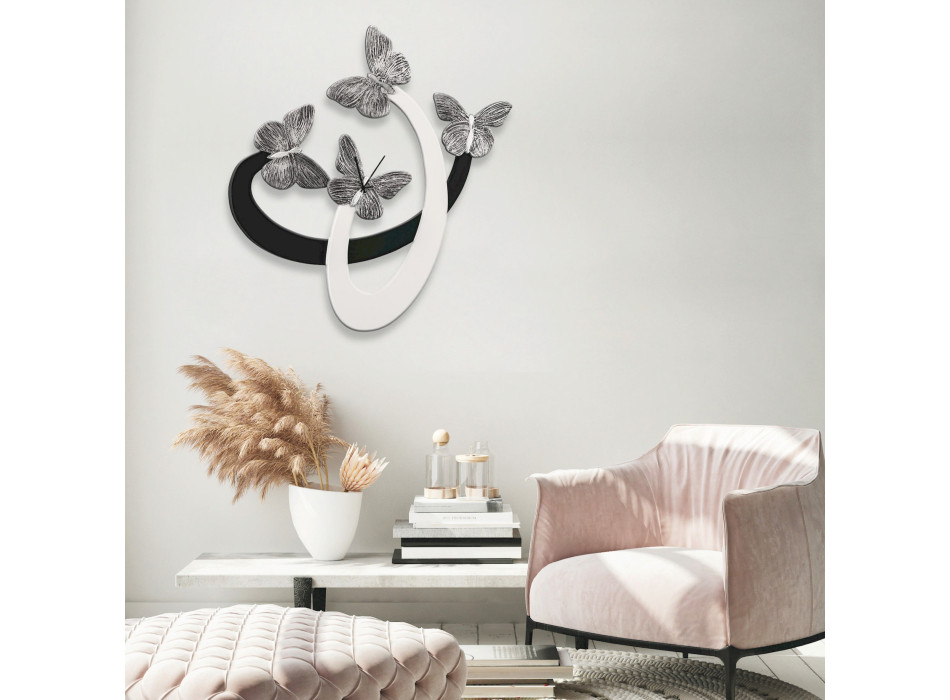 Orologio farfalle argentate P4796 Pintdecor