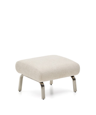 Poggiapiedi Amsen beige con gambe in acciaio inox spazzolato 68 x 55 cm