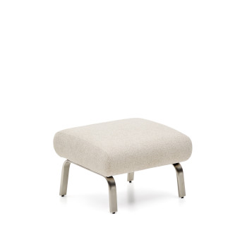 Poggiapiedi Amsen beige con gambe in acciaio inox spazzolato 68 x 55 cm