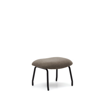 Poggiapiedi Belina di ciniglia marrone chiaro e acciaio con finitura nera FSC 100%