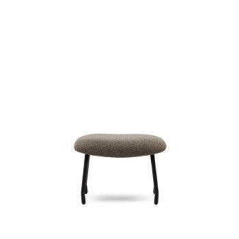 Poggiapiedi Belina di ciniglia marrone chiaro e acciaio con finitura nera FSC 100%