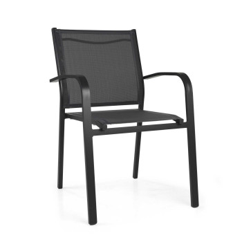 Poltrona alluminio Sullivan impilabile antracite cm61x56h43/60/84