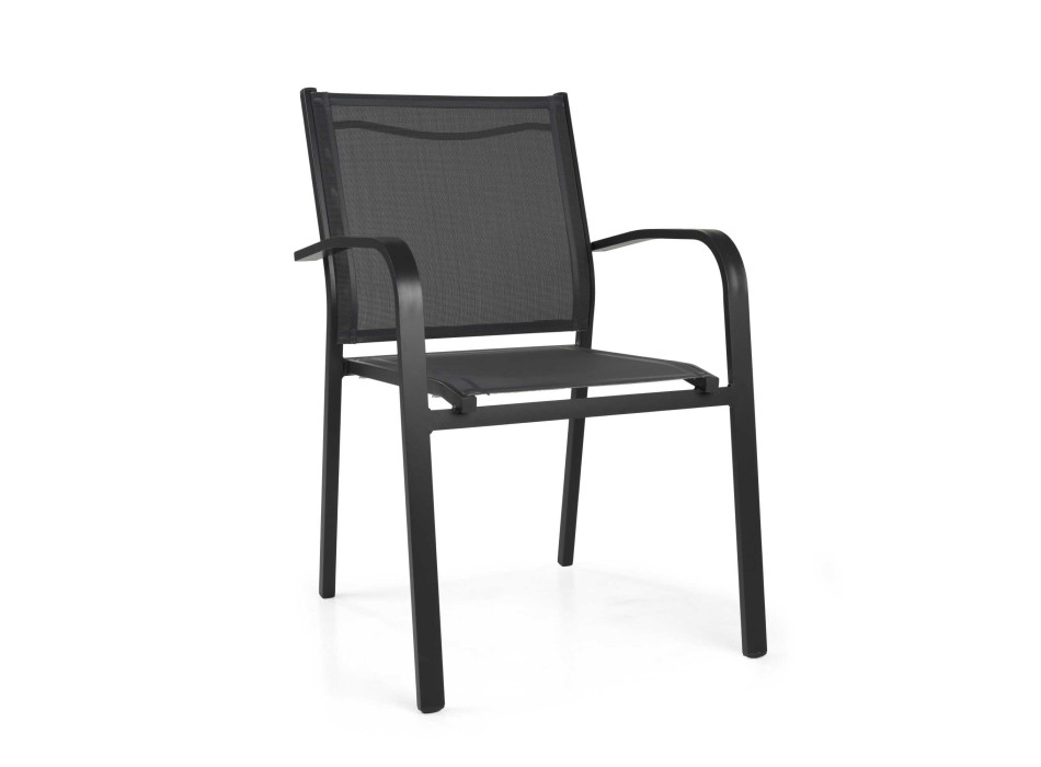 Poltrona alluminio Sullivan impilabile antracite cm61x56h43/60/84