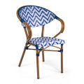 Poltrona Francese alluminio naturale polyrattan bianco blu cm58x59h45/82 Vacchetti
