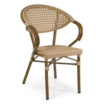 Poltrona Francese alluminio polyrattan naturale cm58x59h45/82 Vacchetti