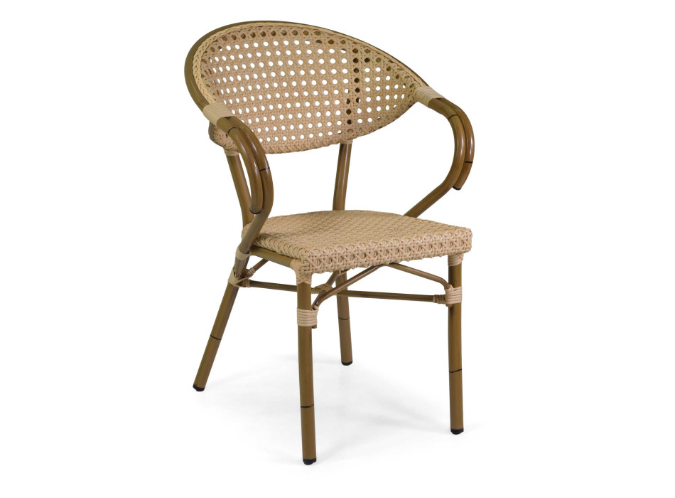 Poltrona Francese alluminio polyrattan naturale cm58x59h45/82 Vacchetti