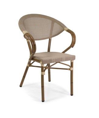 Poltrona Francese alluminio textilene naturale cm58x59h45/82 Vacchetti