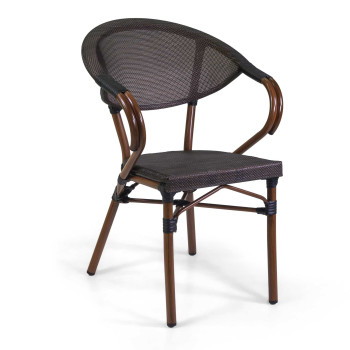 Poltrona Francese alluminio textilene noce cm58x59h45/82 Vacchetti