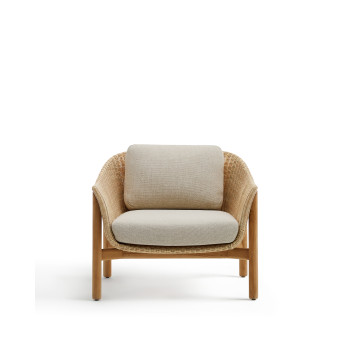 Poltrona Galea in legno massello di teak e rattan sintetico FSC 100%