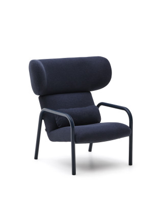 Poltrona Inari blue e acciaio, verniciata blue FSC Mix Credit