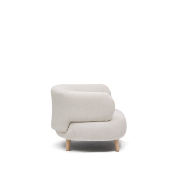 Poltrona Luisa in tessuto di ciniglia perla in legno massiccio di faggio 90 cm