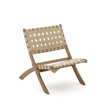 Poltrona pieghevole Chabeli in legno di acacia e corda
