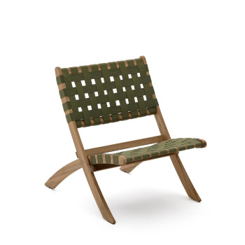 Poltrona pieghevole Chabeli in legno di acacia e corda