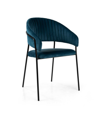 Poltrona velluto Chloe blu struttura nero Vacchetti