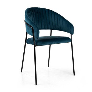 Poltrona velluto Chloe blu struttura nero Vacchetti