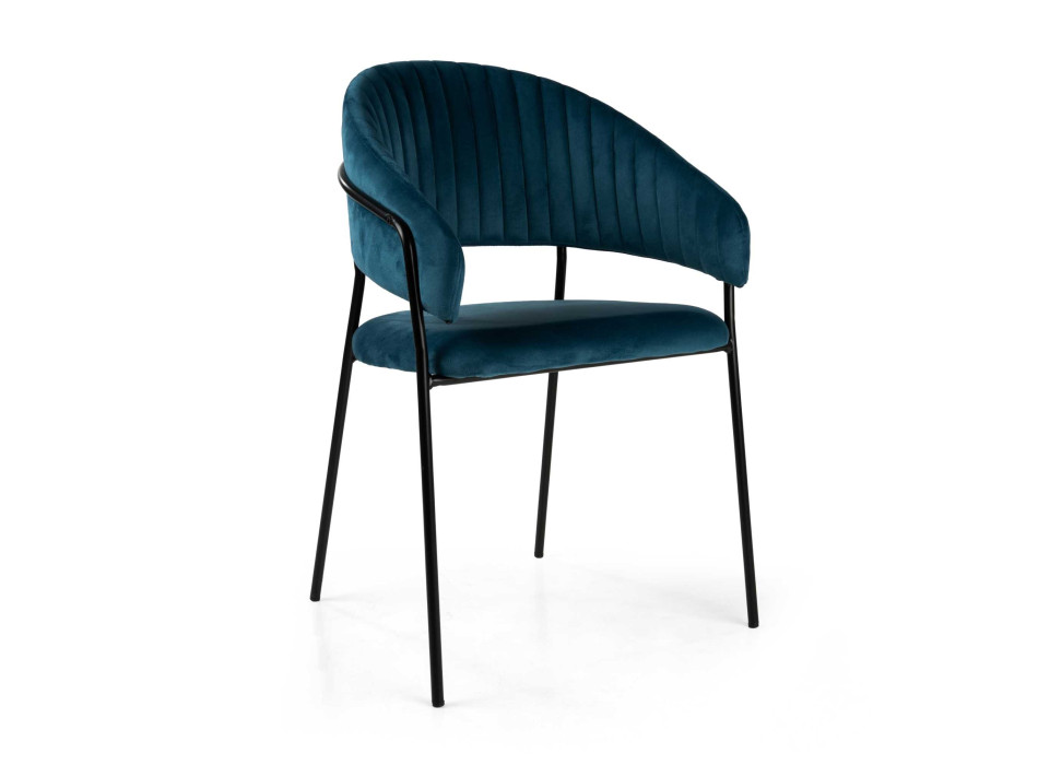 Poltrona velluto Chloe blu struttura nero Vacchetti