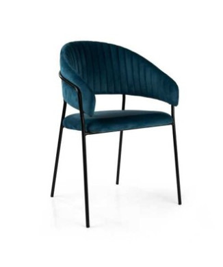 Poltrona velluto Chloe blu struttura nero Vacchetti