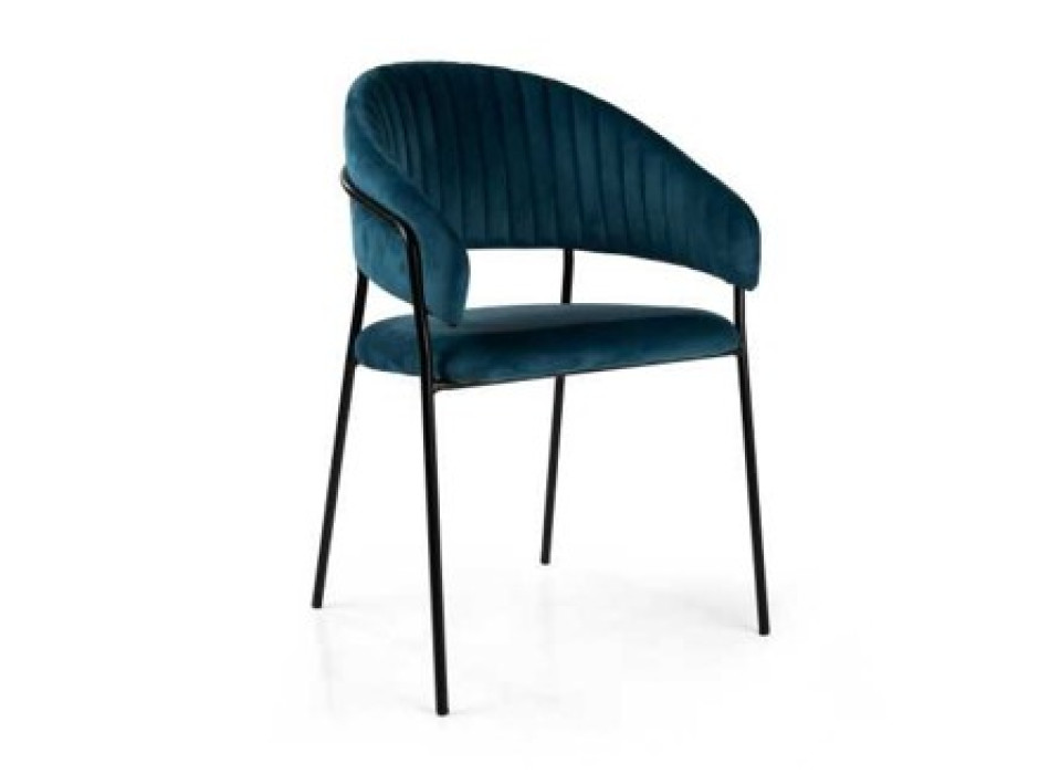 Poltrona velluto Chloe blu struttura nero Vacchetti