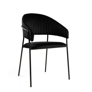 Poltrona velluto Chloe nero struttura nero