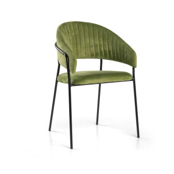 Poltrona velluto Chloe verde struttura nero Vacchetti
